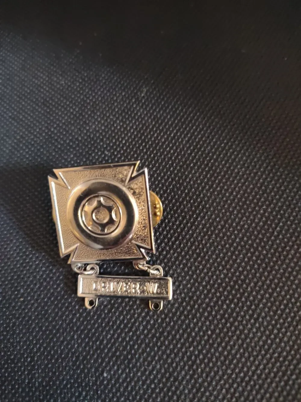 US Army Military Qualification Badge with DRIVER W Hanger Post Clutch